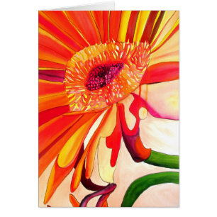 Röda Gerbera-blommans vattenfärgsmålare Hälsningskort