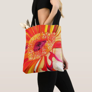 Röda Gerbera-blommans vattenfärgsmålare Tygkasse