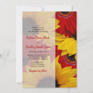 Röda Gerbera Daisy Solrosasbröllop - inbjudan