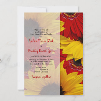 Röda Gerbera Daisy Solrosasbröllop - inbjudan