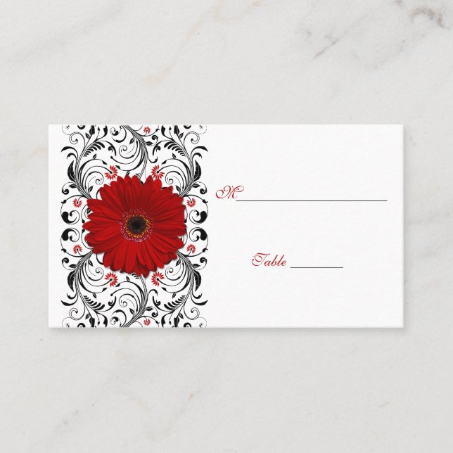 Röda Gerbera-Daisyns särskilda platskort Placeringskort (Framsida)