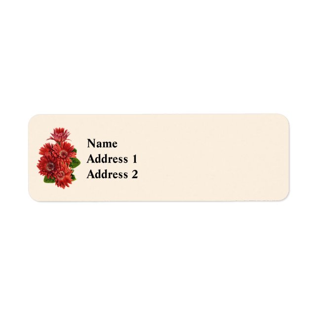 Röda Gerbera Tusenskönor Returadress Etikett (Framsidan)