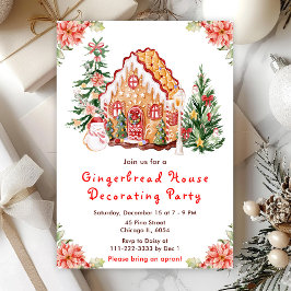 Röda gingerbröd House Decorating Party Inbjudningar