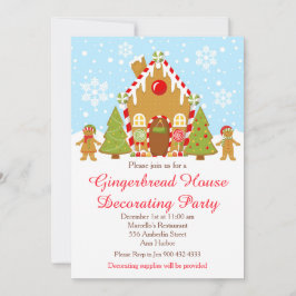 Röda gingerbröd House Decororto jul Party Inbjudningar