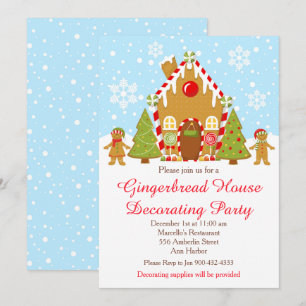 Röda gingerbröd House Decororto jul Party Inbjudningar
