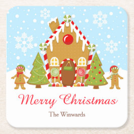 Röda gingerbröd House Decororto jul Party Underlägg Papper Kvadrat