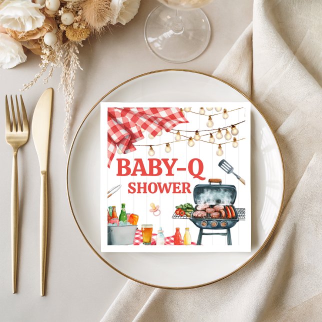 Röda Gingham BBQ Baby Shower Servetter (Skapare uppladdad)