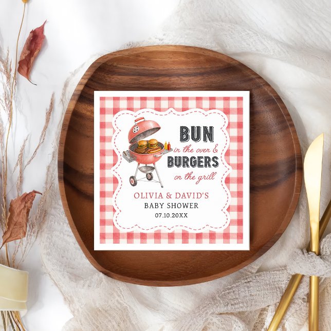 Röda Gingham Burger BBQ Baby Shower Servetter (Skapare uppladdad)