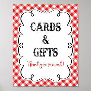Röda Gingham I Do BBQ Picnic Poster