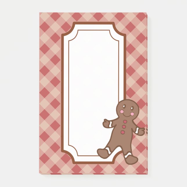 Röda Gingham Pepparkaks Post It-lappar  Post-it Block (Framsida)