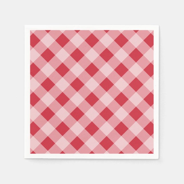 Röda Gingham Picknickfest BBQ-servetter Pappersservett (Framsidan)