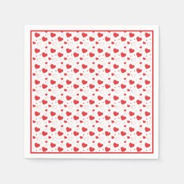 Röda, glansfulla passionshjärtan, söt romantisk mö pappersservett