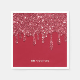 Röda Glitter-droppen Helgdag Namn Papper Pappersservett