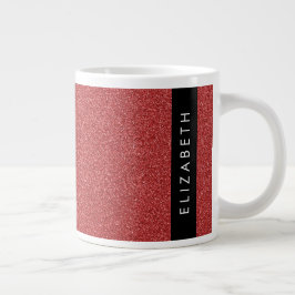 Röda Glitter, Glitter, bakgrund, ditt namn Jumbo Mugg