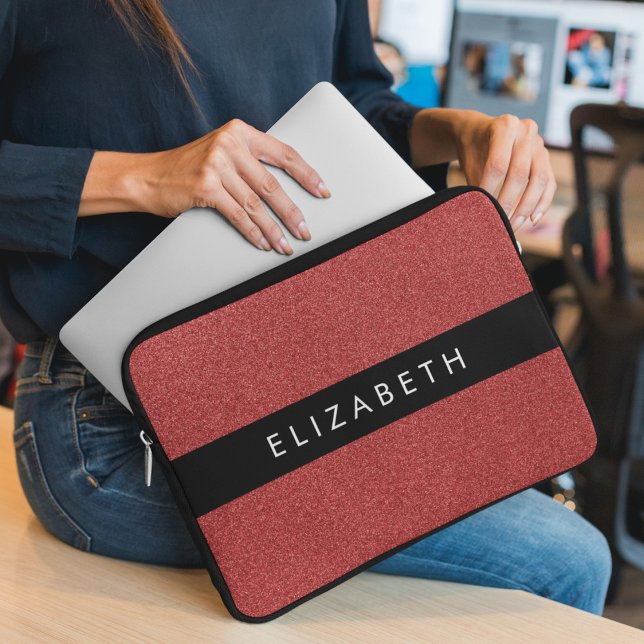 Röda Glitter, Glitter, bakgrund, ditt namn Laptop Fodral (Skapare uppladdad)