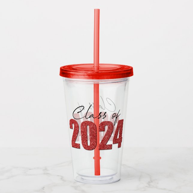 Röda Glitter-klassen 2024 Take Away Mugg (Framsida)