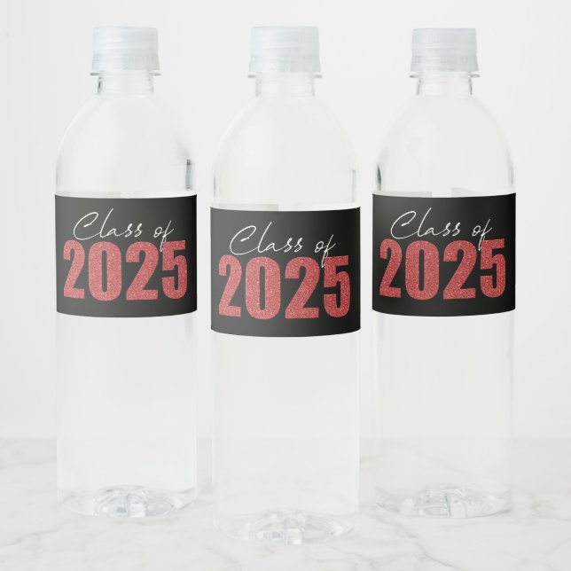 Röda Glitter-klassen 2025 Vattenflaskor Etikett (Flaskor)
