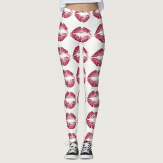 Röda Glitterläppar #2 Leggings