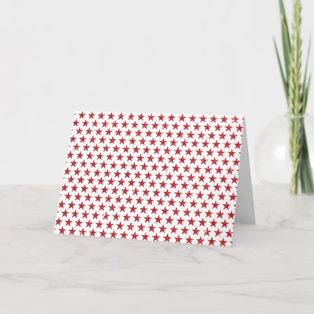 Röda glitterstjärnor  kort (Framsida)