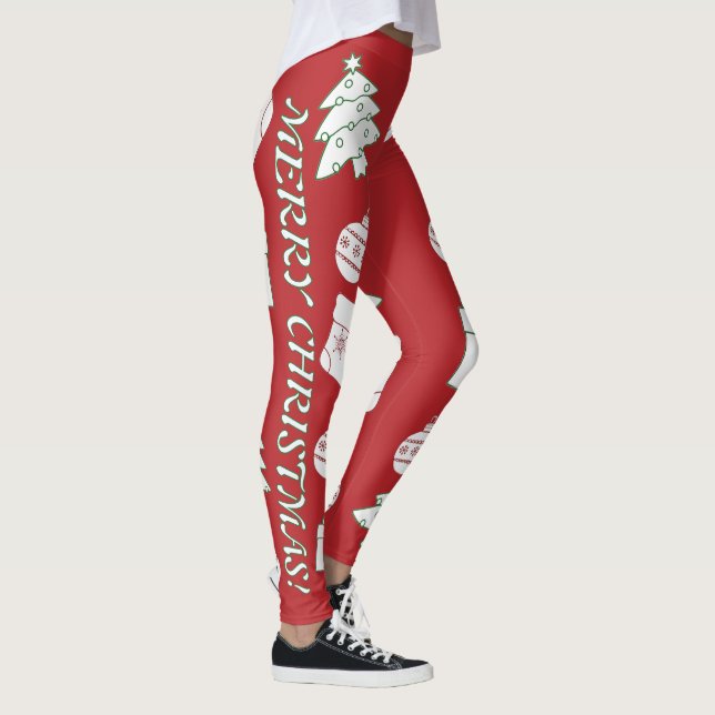 Röda God jul Kvinnors förband Leggings (Höger)