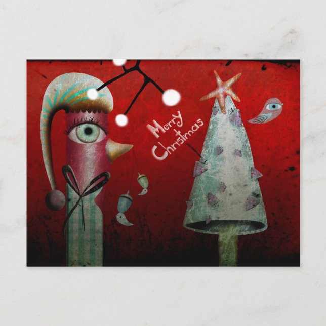 Röda God jul-vykort Helg Vykort (Framsida)