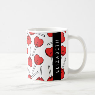 Röda godisar, hjärtgodisar, lolly, Ditt Namn Kaffemugg
