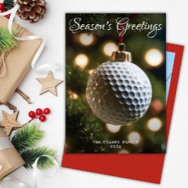 Röda golfsäsongens hälsningar Julfoto Julkort