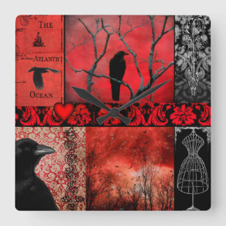 Röda gotiska fyrkanter fyrkantig klocka