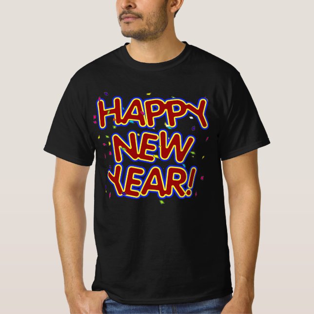 Röda "Gott nytt år" nyår T Shirt (Framsida)