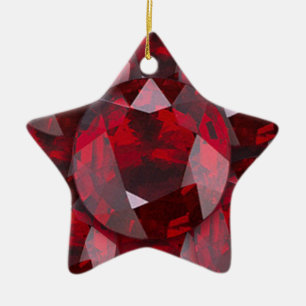 RÖDA GRANATRÖTTGEMS JANUARI BIRTHSTONE JULGRANSPRYDNAD KERAMIK