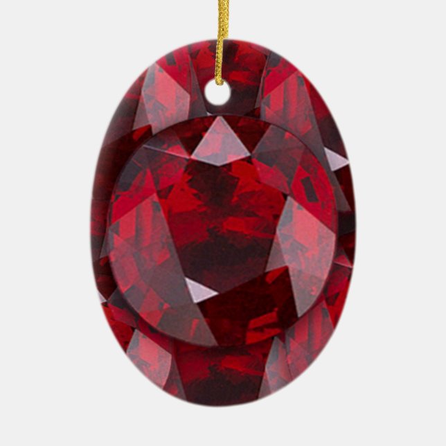 RÖDA GRANATRÖTTGEMS JANUARI BIRTHSTONE JULGRANSPRYDNAD KERAMIK (Framsidan)