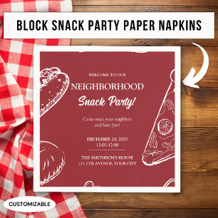 Röda Grannskaps Spassblock Mat Snabbmat Party Pappersservett