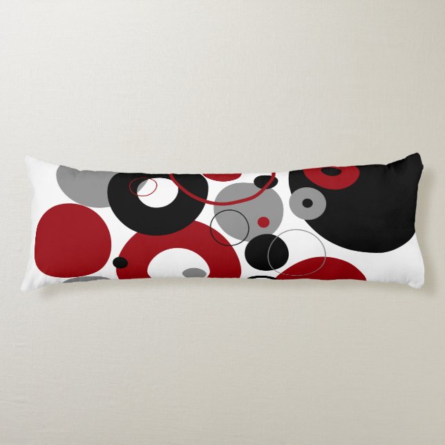 Röda, Grått och svarta prickar Kroppskudde (Framsidan)