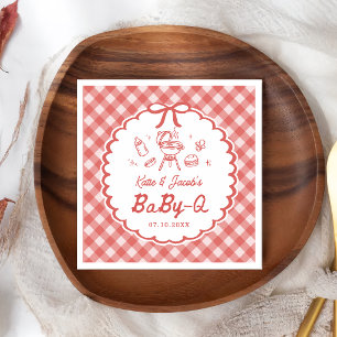 Röda grillbaby-Q baby shower servetter