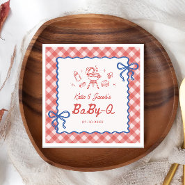 Röda grillbaby-Q baby shower-servetter Pappersservett