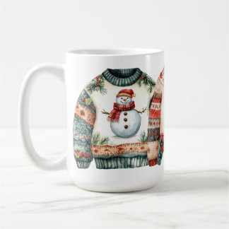 RÖDA & GRÖNA AKVARELL JULTRÖJOR KAFFEMUGG