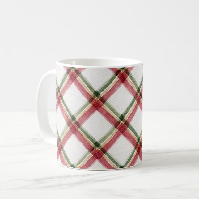 Röda Gröna Crème Ränder Kaffemugg (Framsida vänster)