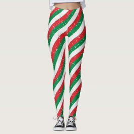 Röda gröna kartröms julbyxor för kvinnor leggings