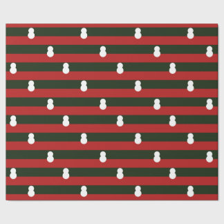 Röda Gröna Ränder Snöman Minimalistisk Jul Presentpapper