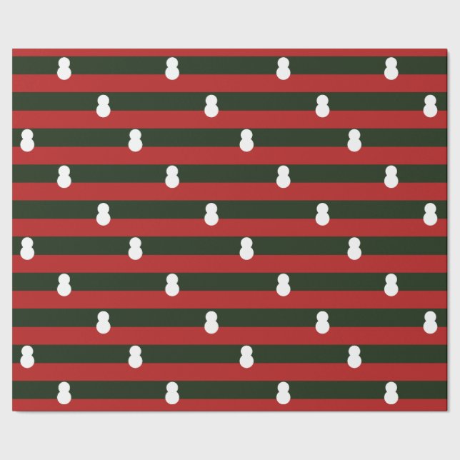 Röda Gröna Ränder Snöman Minimalistisk Jul Presentpapper (Seam)