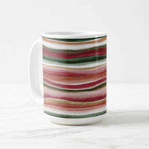 Röda Gröna Röda Vita Guld Ränder Kaffemugg