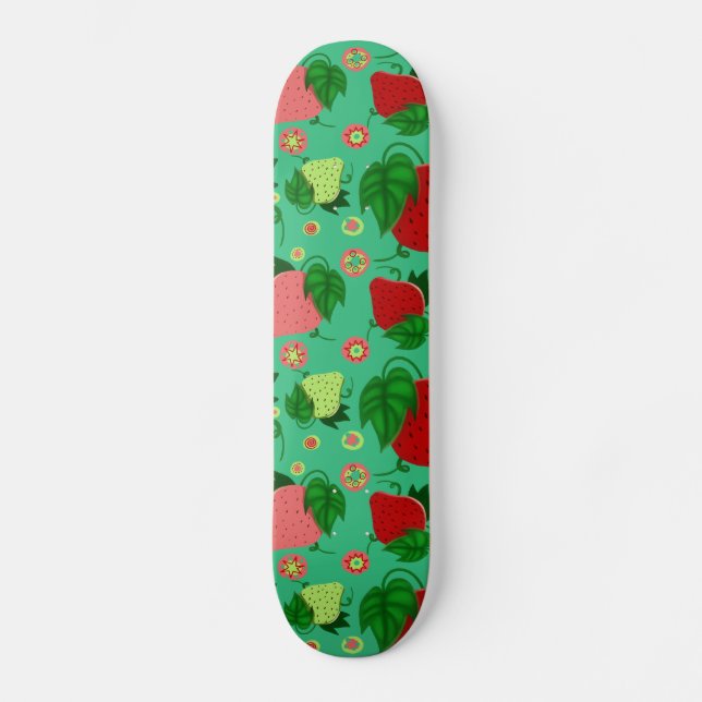 Röda gröna rosa jordgubbar skateboard bräda 21,5 cm (Framsida)