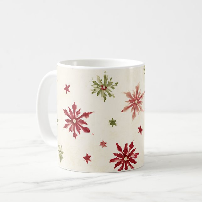 Röda Gröna Snöflingor Kaffemugg (Framsida vänster)