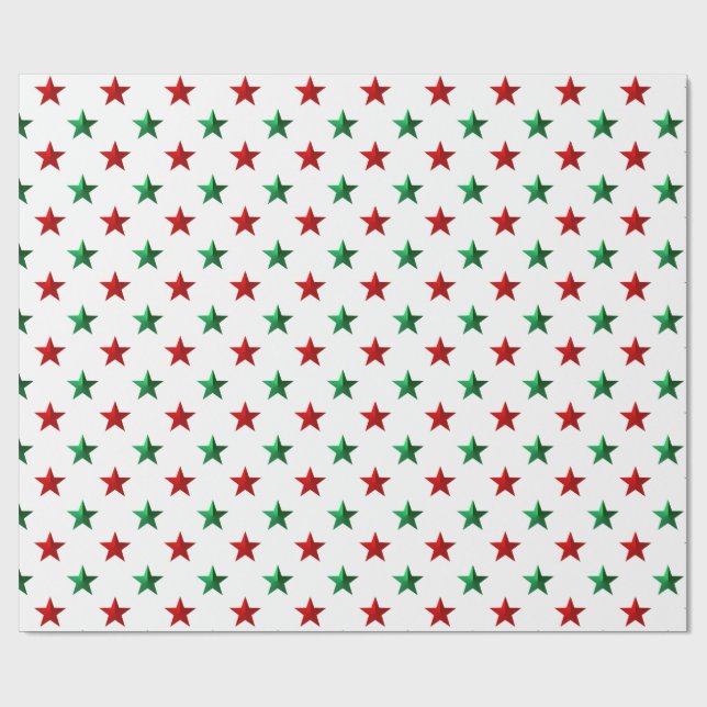 Röda Gröna Stjärnor Presentpapper (Platt)