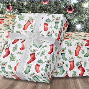Röda Gröna Strumpor Jul Presentpapper