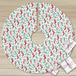 Röda Gröna Strumpor Julen Christmas Julgransmatta Borstad Polyester