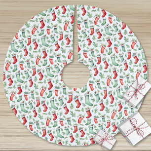 Röda Gröna Strumpor Julen Christmas Julgransmatta Borstad Polyester