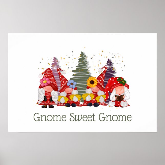 Röda Gröna Tomtar Älg Tomte Godis Tomte Poster (Framsidan)