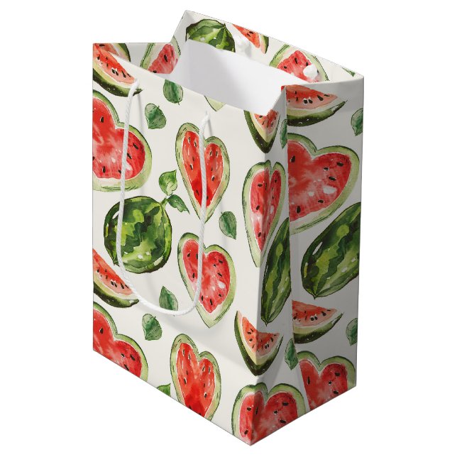 Röda Gröna Vattenmelon Hjärta Födelsedag (Framsidan Vinklad)