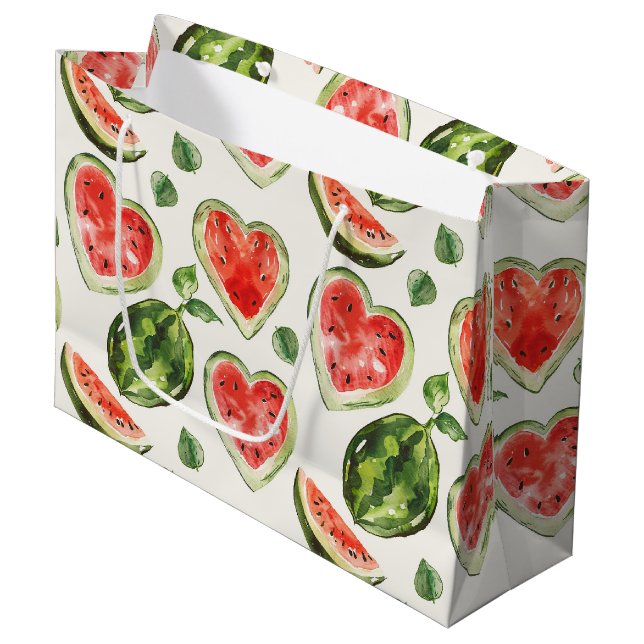 Röda Gröna Vattenmelon Hjärter Födelsedag (Framsidan Vinklad)